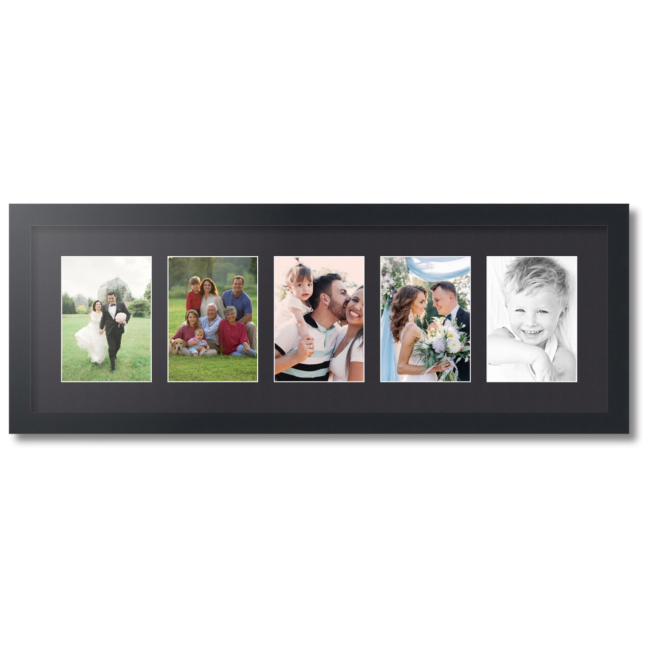 ArtToFrames Collage Photo Picture Frame with 5 - 5x7 inch Openings, Framed in Black with Over 62 Mat Color Options and Plexi Glass (CSM-3926-152)